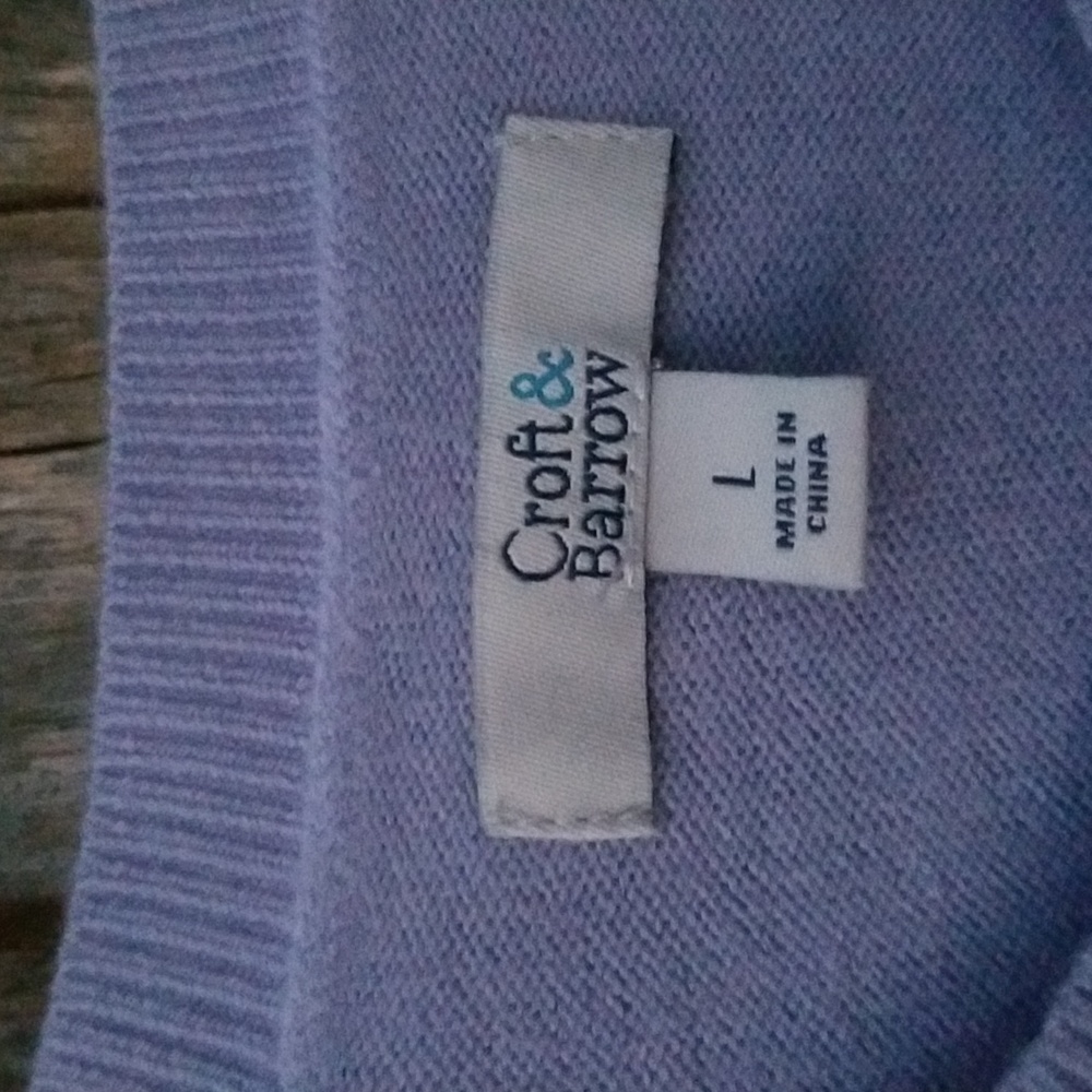 SOFT LAVENDER LARGE CROFT & BARROW CARDIGAN SWEATER NWT - Picture 4 of 14